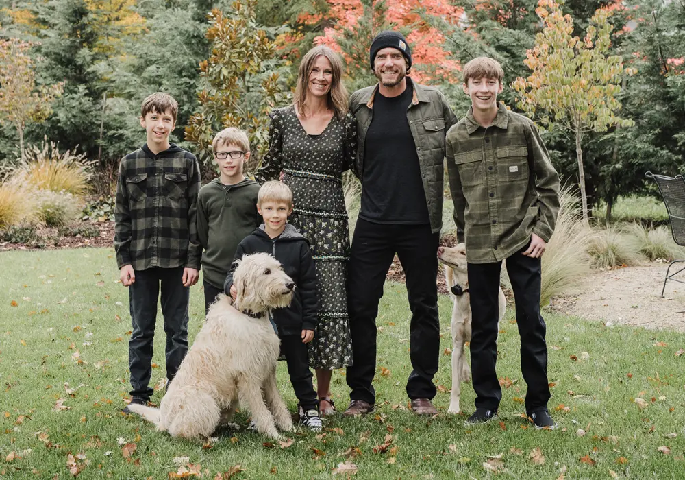 Dr. Michael Owen, an optometrist at Owen Eye Care, with his family during a professional photoshoot